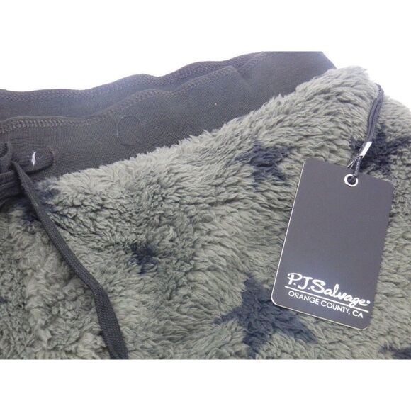 $48 P. J. Salvage Cozy  Star Print Sherpa Fleece Lounge Shorts, Olive (RZCOS), S - Picture 5 of 11
